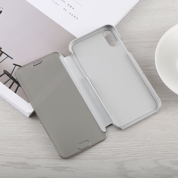 For iPhone XS Max Electroplating Mirror Horizontal Flip Leather Case with Holder