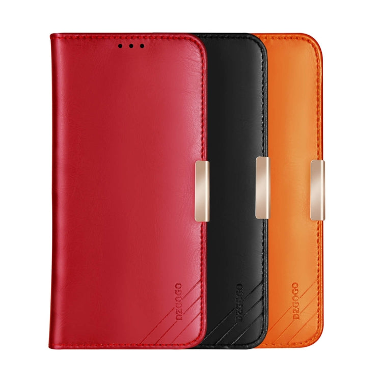 For iPhone XS Max DZGOGO ROYALE II Series Magnetic Horizontal Flip Genuine Leather Case with Card Slots & Holder(Brown)