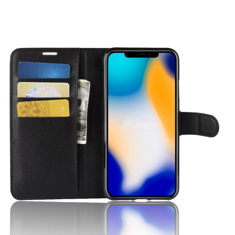 For iPhone XS Max Litchi Texture Horizontal Flip Leather Case with Wallet & Holder & Card Slots