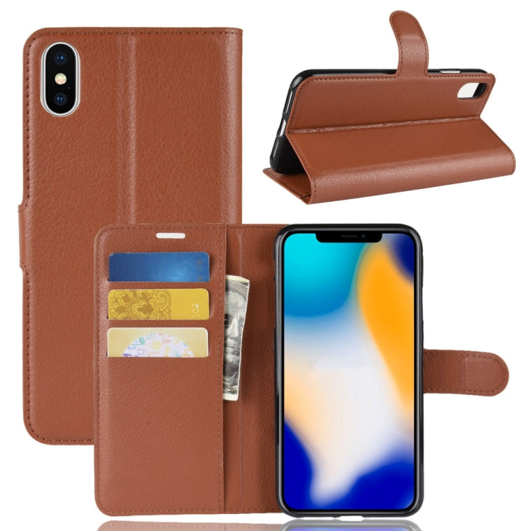 For iPhone XS Max Litchi Texture Horizontal Flip Leather Case with Wallet & Holder & Card Slots