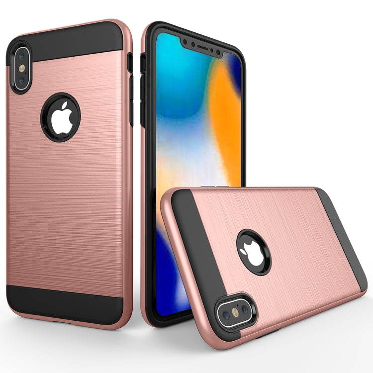 For iPhone XS Max Brushed Texture Shockproof Rugged Armor Protective Case
