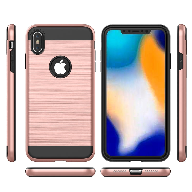 For iPhone XS Max Brushed Texture Shockproof Rugged Armor Protective Case