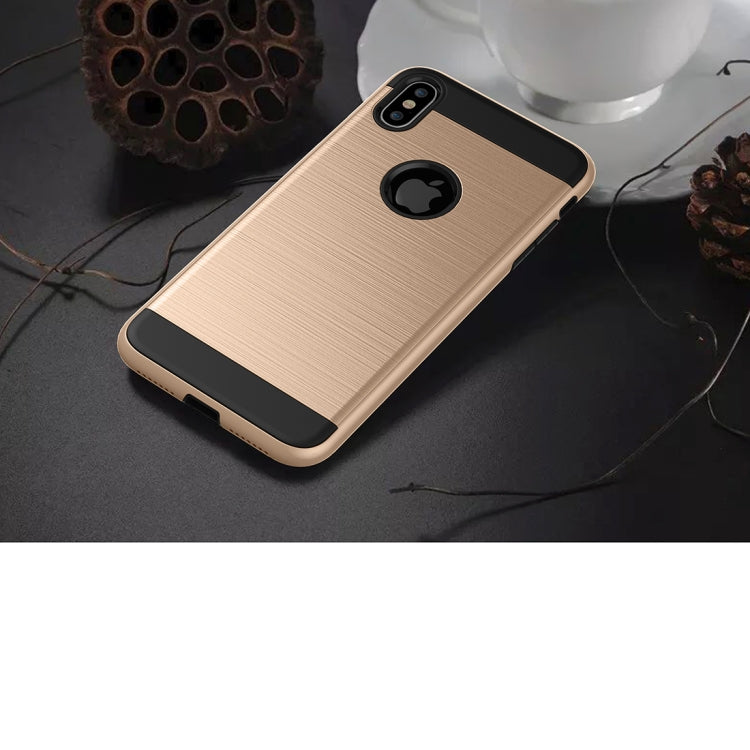 For iPhone XS Max Brushed Texture Shockproof Rugged Armor Protective Case