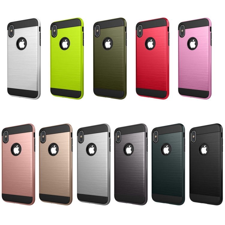For iPhone XS Max Brushed Texture Shockproof Rugged Armor Protective Case