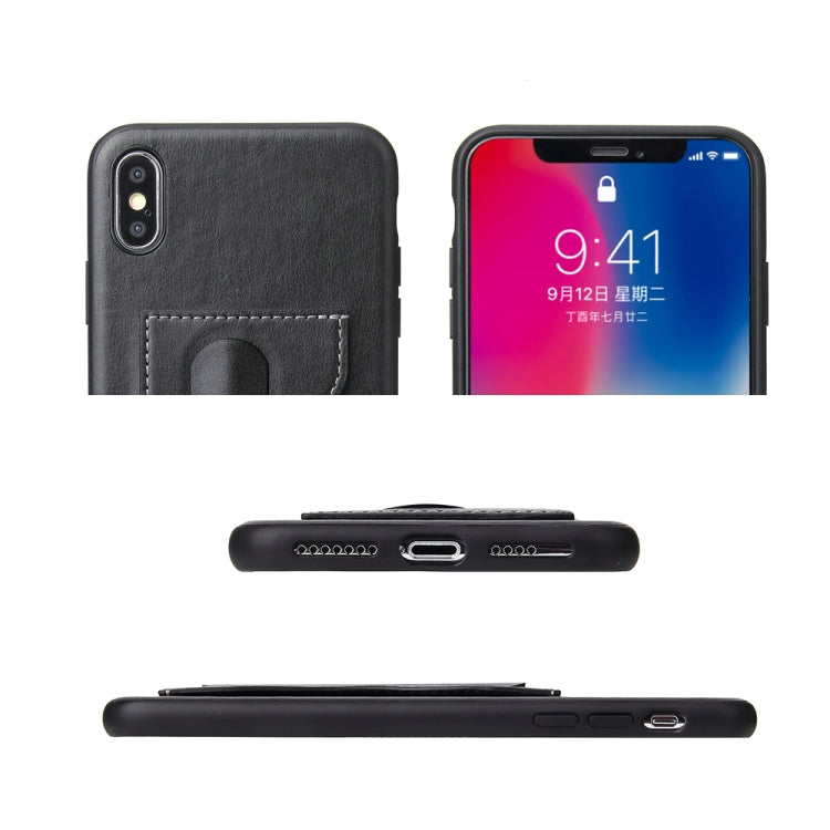 For iPhone XS Max Fierre Shann Full Coverage Protective Leather Case with Holder & Card Slot