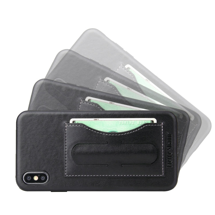 For iPhone XS Max Fierre Shann Full Coverage Protective Leather Case with Holder & Card Slot