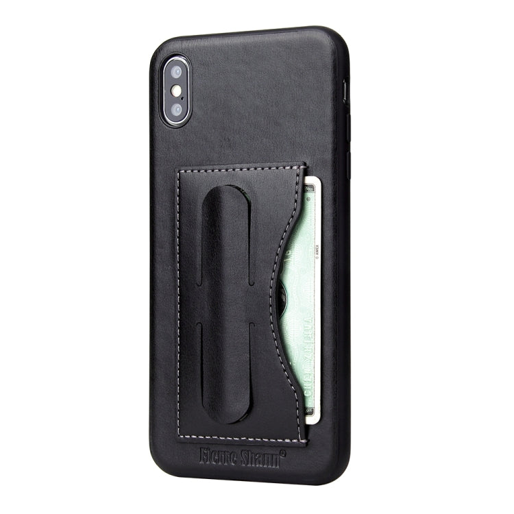 For iPhone XS Max Fierre Shann Full Coverage Protective Leather Case with Holder & Card Slot
