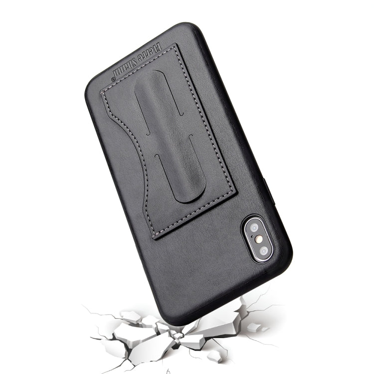 For iPhone XS Max Fierre Shann Full Coverage Protective Leather Case with Holder & Card Slot
