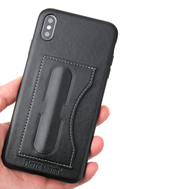 For iPhone XS Max Fierre Shann Full Coverage Protective Leather Case with Holder & Card Slot