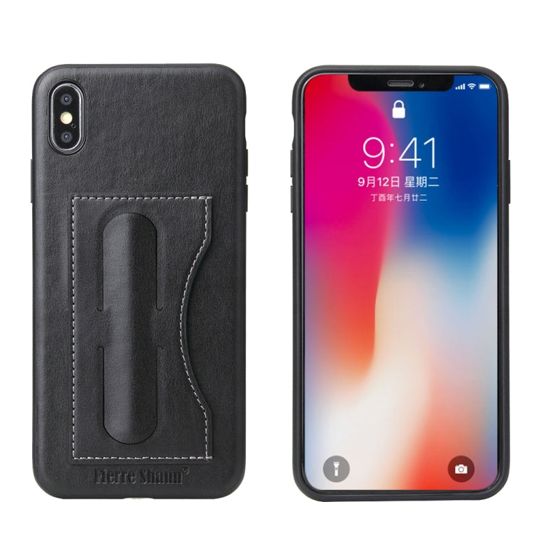 For iPhone XS Max Fierre Shann Full Coverage Protective Leather Case with Holder & Card Slot