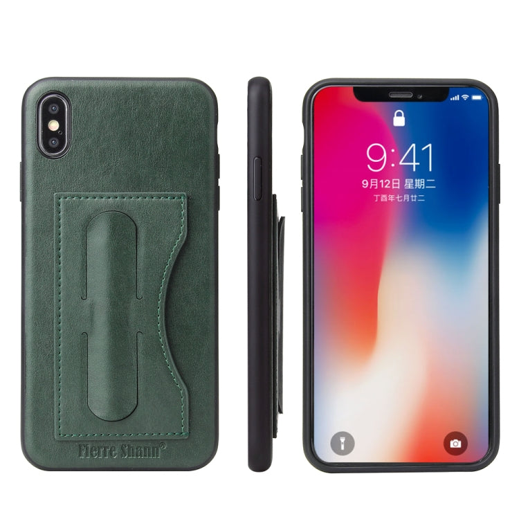 For iPhone XS Max Fierre Shann Full Coverage Protective Leather Case with Holder & Card Slot