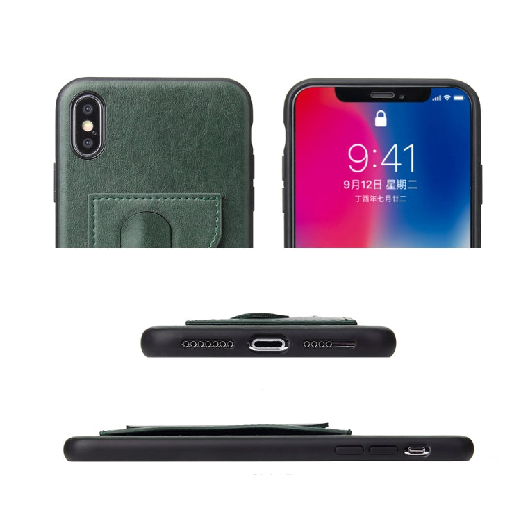 For iPhone XS Max Fierre Shann Full Coverage Protective Leather Case with Holder & Card Slot