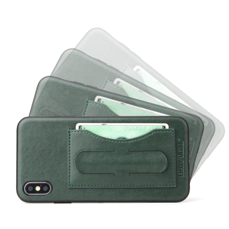 For iPhone XS Max Fierre Shann Full Coverage Protective Leather Case with Holder & Card Slot
