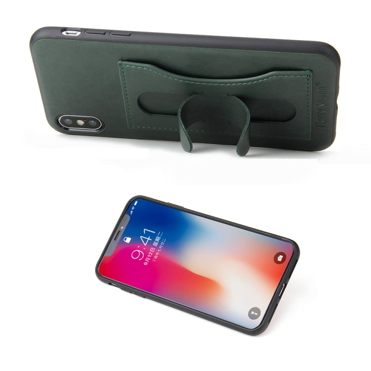 For iPhone XS Max Fierre Shann Full Coverage Protective Leather Case with Holder & Card Slot