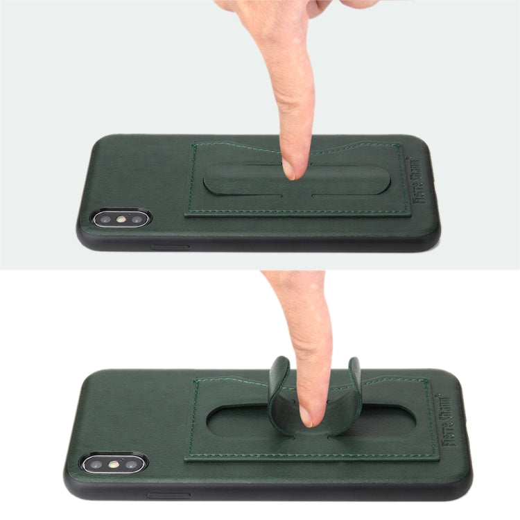 For iPhone XS Max Fierre Shann Full Coverage Protective Leather Case with Holder & Card Slot