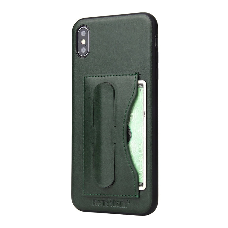 For iPhone XS Max Fierre Shann Full Coverage Protective Leather Case with Holder & Card Slot