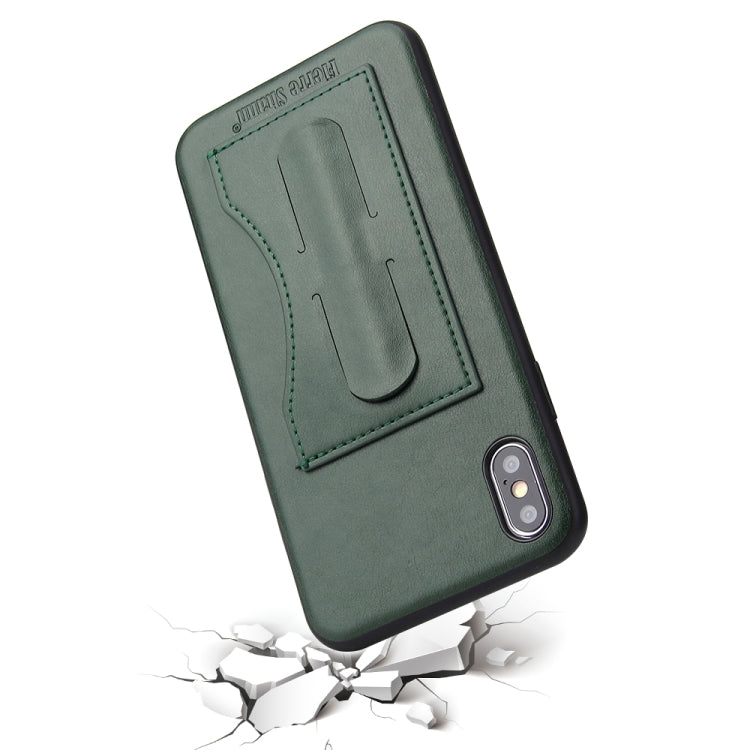 For iPhone XS Max Fierre Shann Full Coverage Protective Leather Case with Holder & Card Slot
