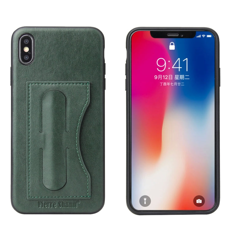 For iPhone XS Max Fierre Shann Full Coverage Protective Leather Case with Holder & Card Slot
