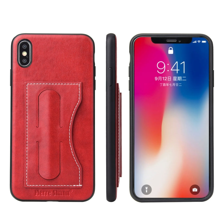 For iPhone XS Max Fierre Shann Full Coverage Protective Leather Case with Holder & Card Slot
