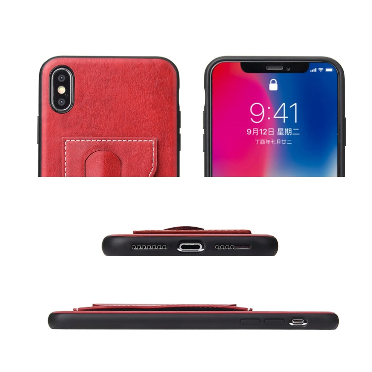 For iPhone XS Max Fierre Shann Full Coverage Protective Leather Case with Holder & Card Slot