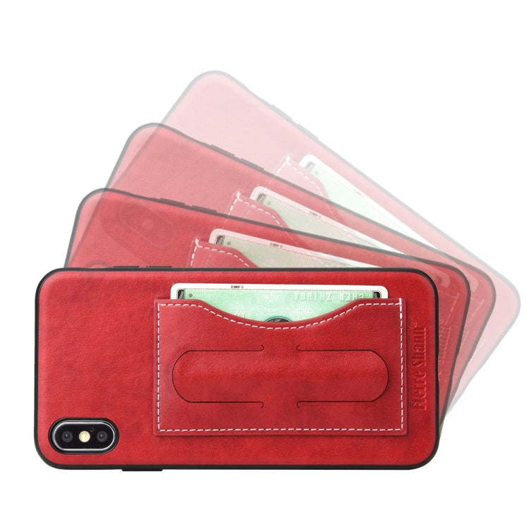 For iPhone XS Max Fierre Shann Full Coverage Protective Leather Case with Holder & Card Slot