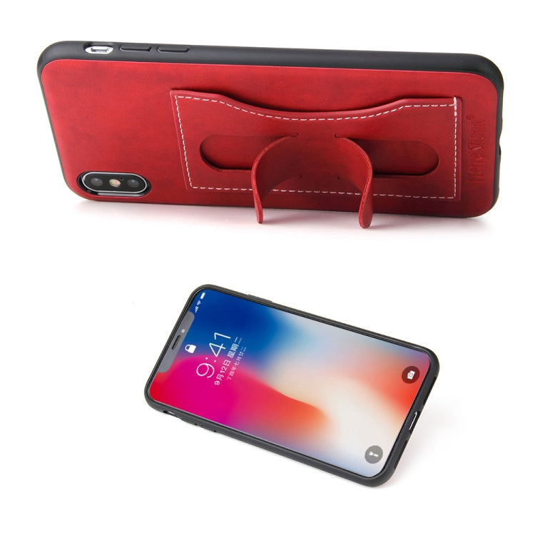 For iPhone XS Max Fierre Shann Full Coverage Protective Leather Case with Holder & Card Slot