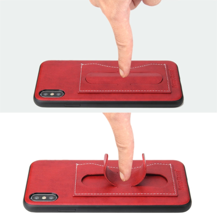 For iPhone XS Max Fierre Shann Full Coverage Protective Leather Case with Holder & Card Slot