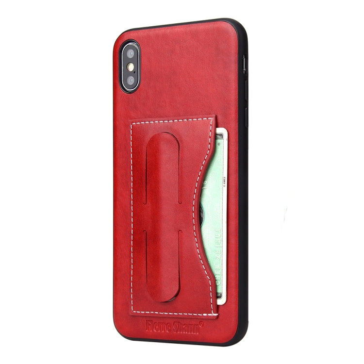 For iPhone XS Max Fierre Shann Full Coverage Protective Leather Case with Holder & Card Slot
