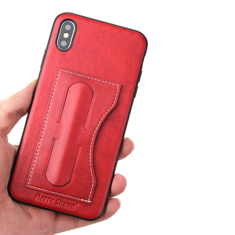 For iPhone XS Max Fierre Shann Full Coverage Protective Leather Case with Holder & Card Slot