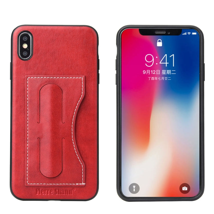 For iPhone XS Max Fierre Shann Full Coverage Protective Leather Case with Holder & Card Slot