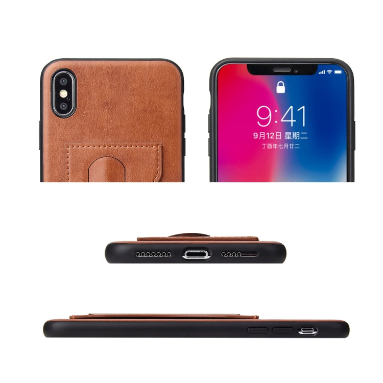 For iPhone XS Max Fierre Shann Full Coverage Protective Leather Case with Holder & Card Slot