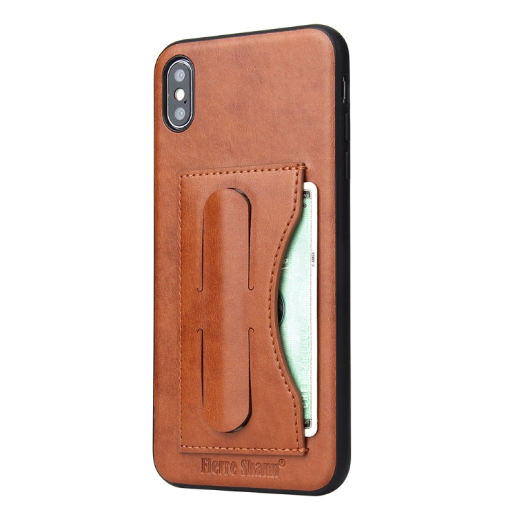 For iPhone XS Max Fierre Shann Full Coverage Protective Leather Case with Holder & Card Slot