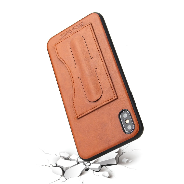 For iPhone XS Max Fierre Shann Full Coverage Protective Leather Case with Holder & Card Slot