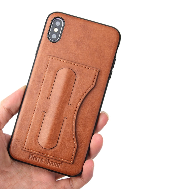 For iPhone XS Max Fierre Shann Full Coverage Protective Leather Case with Holder & Card Slot