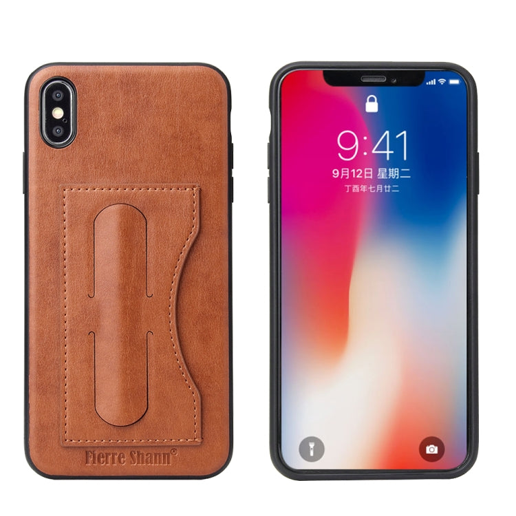 For iPhone XS Max Fierre Shann Full Coverage Protective Leather Case with Holder & Card Slot
