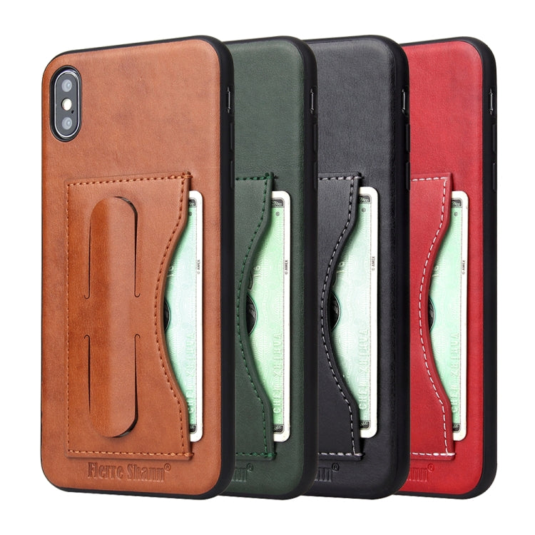 For iPhone XS Max Fierre Shann Full Coverage Protective Leather Case with Holder & Card Slot