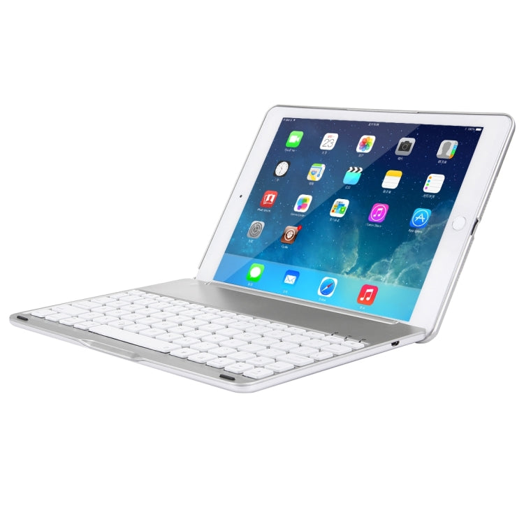 2 in 1 For iPad Air 2 Foldable Adjustable (0 - 135 Degrees) Aluminium Alloy Tablet Tablet Case Holder + Slim Bluetooth V3.0 Keyboard with 7 Colors LED Backlights & Intelligent Inductive Switch Function, Operation Distance: within 10m(Silver)