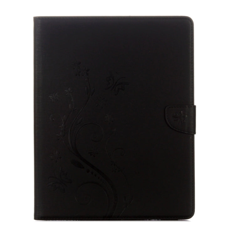 For iPad 4 Pressed Flowers Butterfly Pattern Horizontal Flip PU Leather Case with Magnetic Buckle & Holder & Card Slots & Wallet