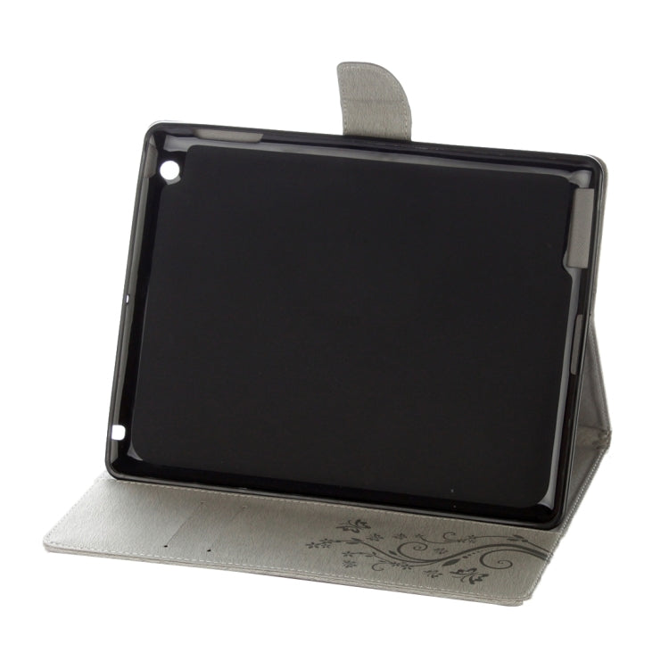 For iPad 4 Pressed Flowers Butterfly Pattern Horizontal Flip PU Leather Case with Magnetic Buckle & Holder & Card Slots & Wallet