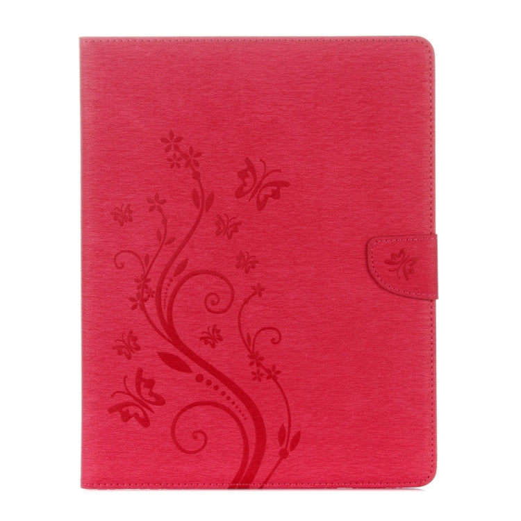 For iPad 4 Pressed Flowers Butterfly Pattern Horizontal Flip PU Leather Case with Magnetic Buckle & Holder & Card Slots & Wallet