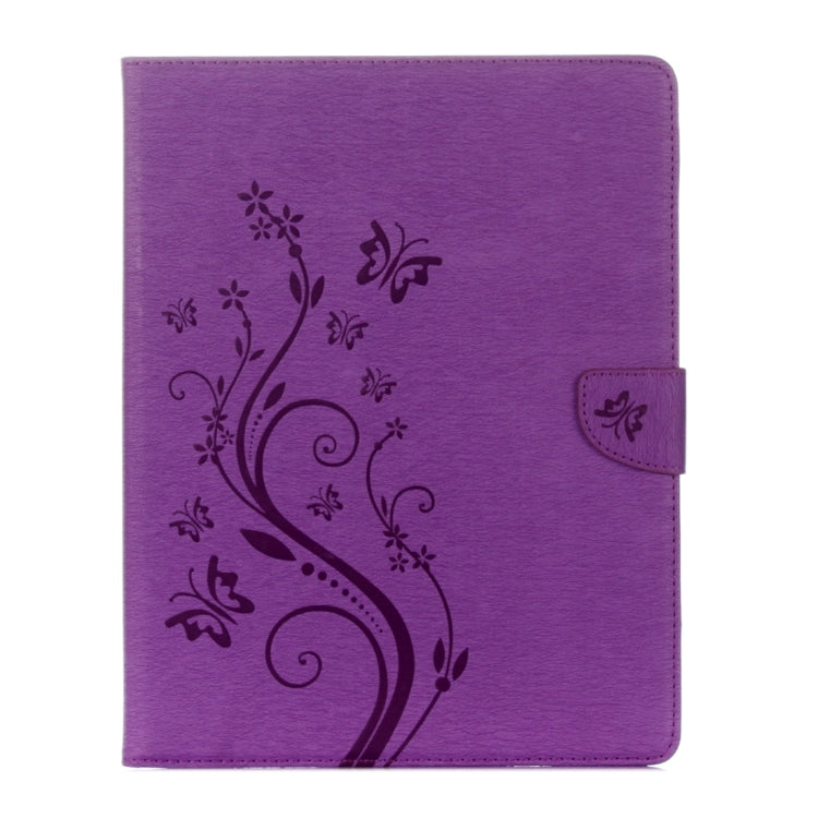For iPad 4 Pressed Flowers Butterfly Pattern Horizontal Flip PU Leather Case with Magnetic Buckle & Holder & Card Slots & Wallet