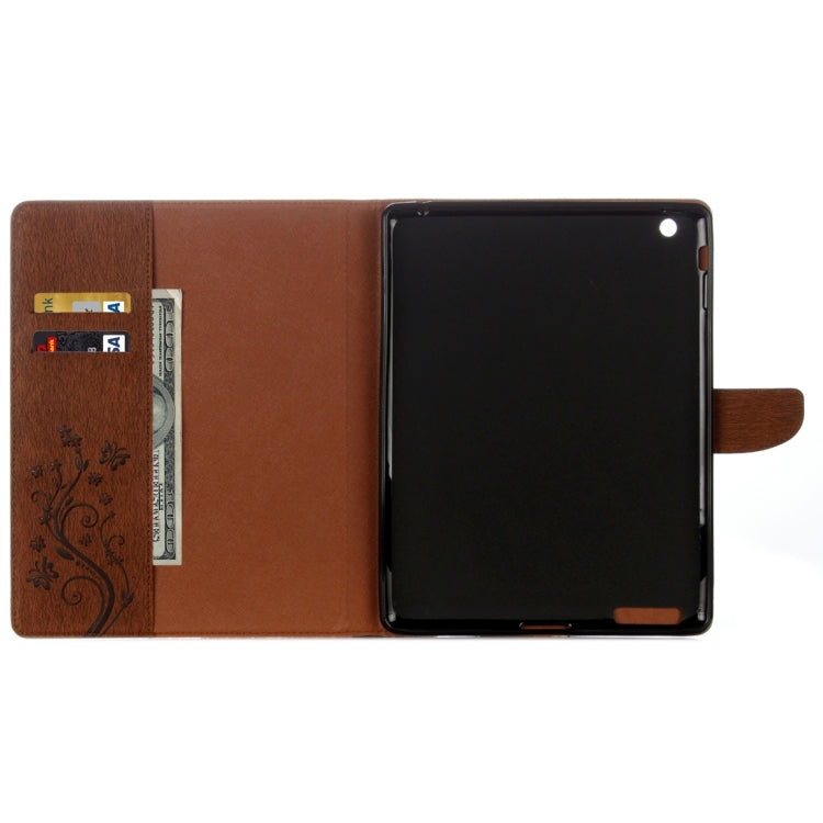 For iPad 4 Pressed Flowers Butterfly Pattern Horizontal Flip PU Leather Case with Magnetic Buckle & Holder & Card Slots & Wallet
