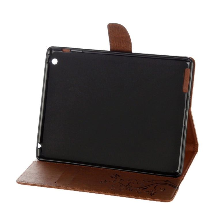 For iPad 4 Pressed Flowers Butterfly Pattern Horizontal Flip PU Leather Case with Magnetic Buckle & Holder & Card Slots & Wallet