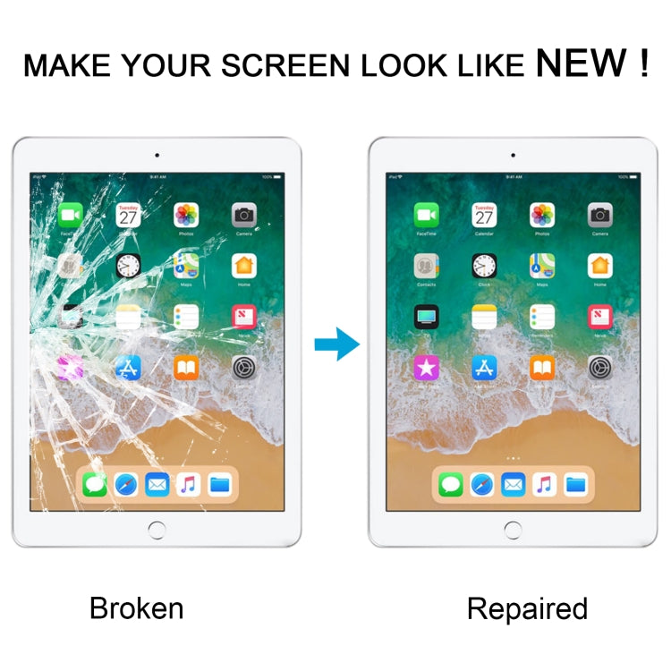 For iPad 9.7 Front Screen Outer Glass Lens with OCA Optically Clear Adhesive  - White