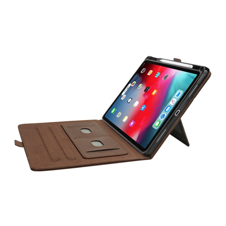 Horizontal Flip Double Holder Leather Case for iPad Pro 12.9 inch (2018), with Card Slots & Photo Frame & Pen Slot