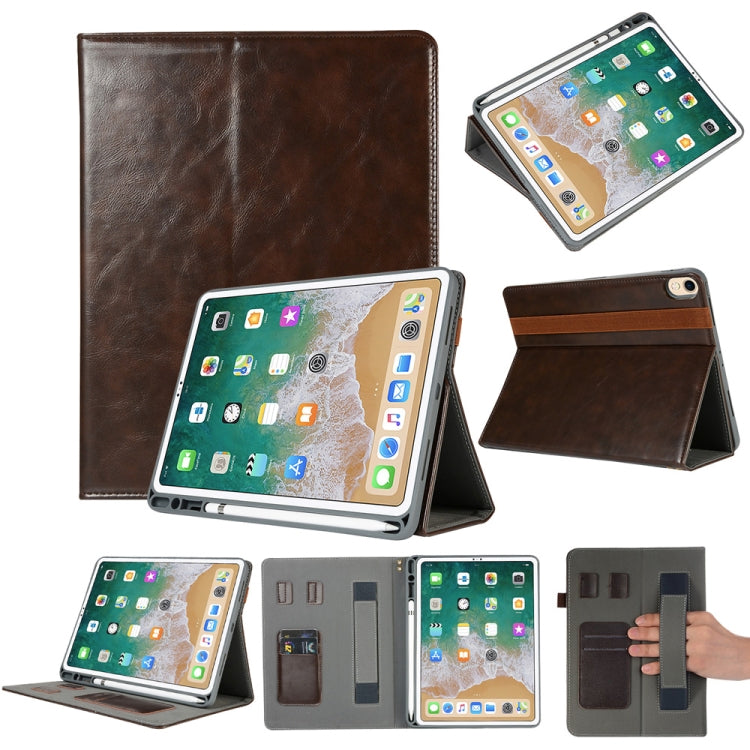 Genuine Leather Protective Case for iPad Pro 11 inch (2018), with Pen Slot & Holder & Card Slots