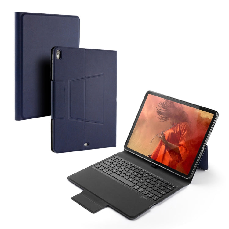 Colored Backlight Bluetooth Keyboard with Leather Flip Tablet Case for iPad Pro 12.9 (2018)(Blue)