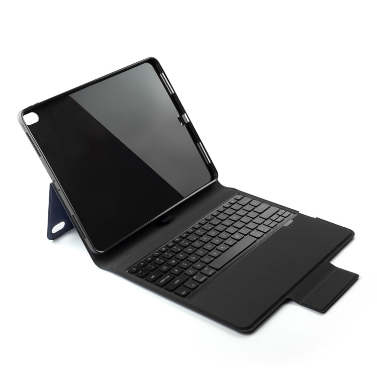 Colored Backlight Bluetooth Keyboard with Leather Flip Tablet Case for iPad Pro 12.9 (2018)(Blue)