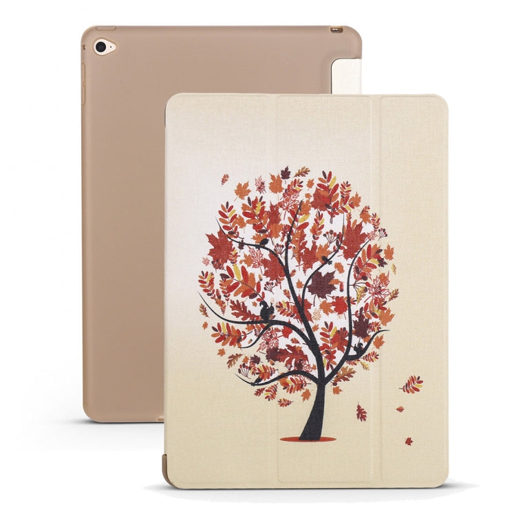 Maple Pattern Horizontal Flip PU Leather Case for iPad Mini 2019, with Three-folding Holder & Honeycomb TPU Cover