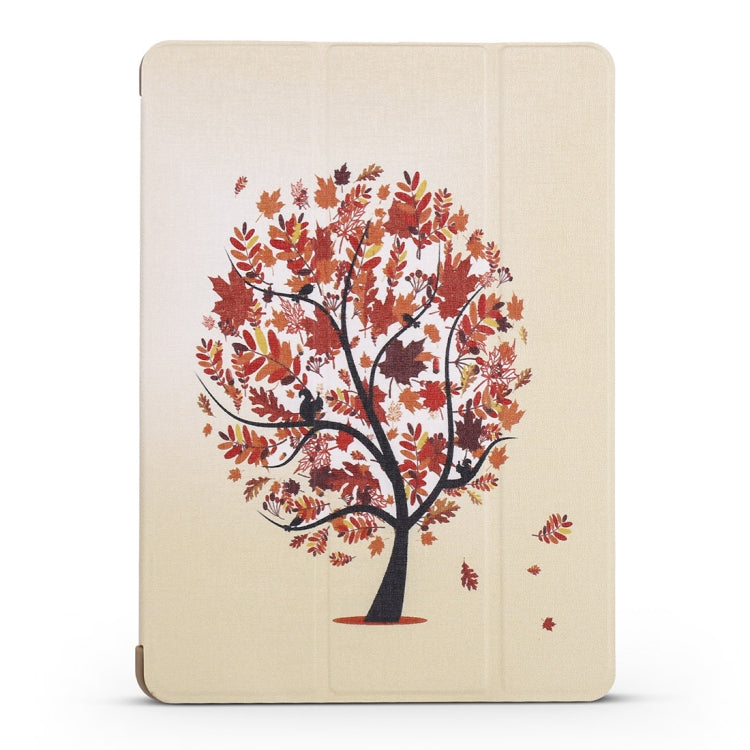Maple Pattern Horizontal Flip PU Leather Case for iPad Mini 2019, with Three-folding Holder & Honeycomb TPU Cover